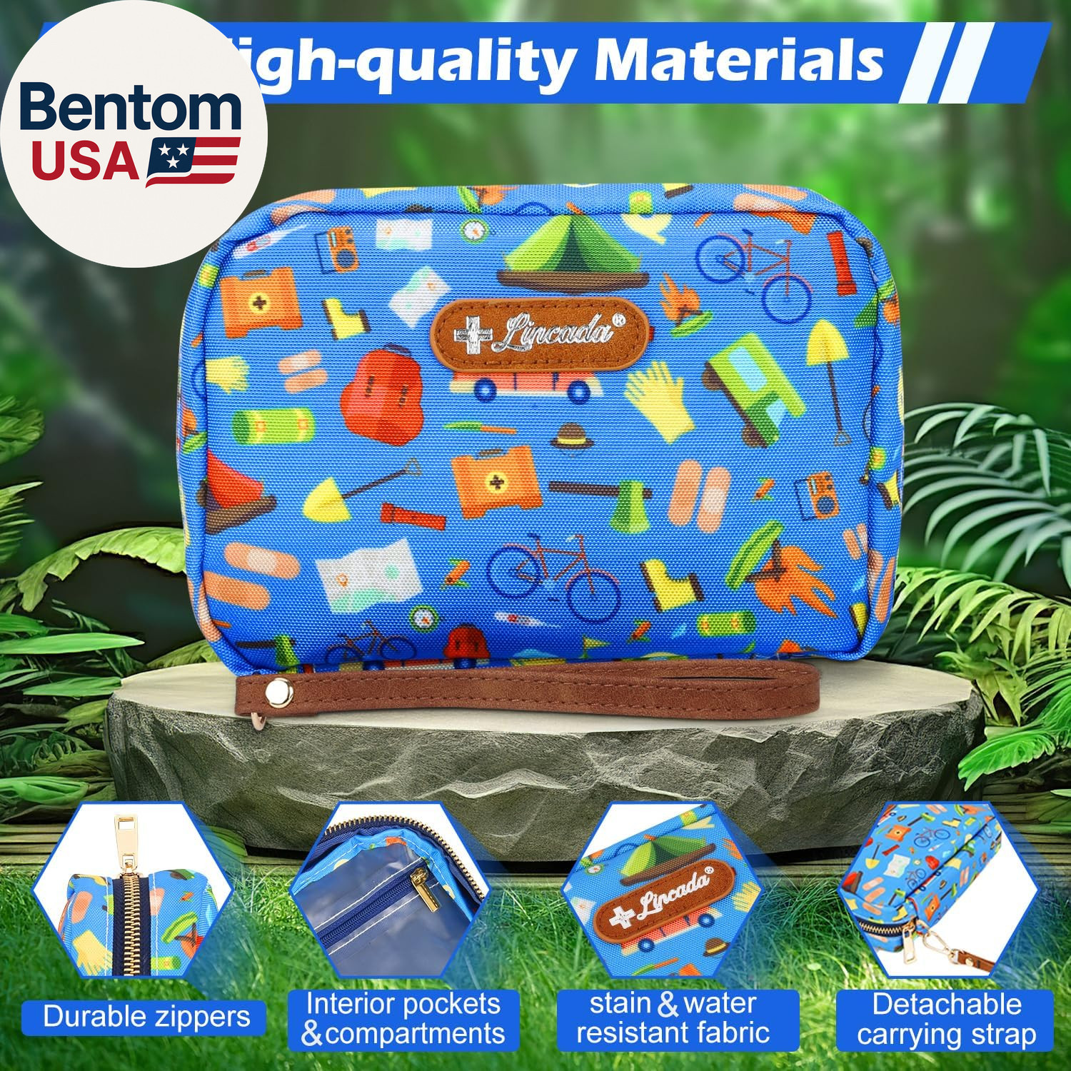 Portable Travel First Aid Kit for Kids and Adults, 143 Pieces All-Purpose Emerge
