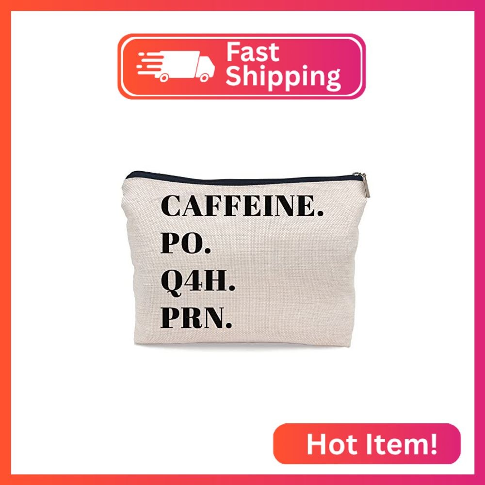Lacosu Caffeine PO Q4H Prn Funny Nurse Nursing Makeup Bag Make up Cosmetic Bag S