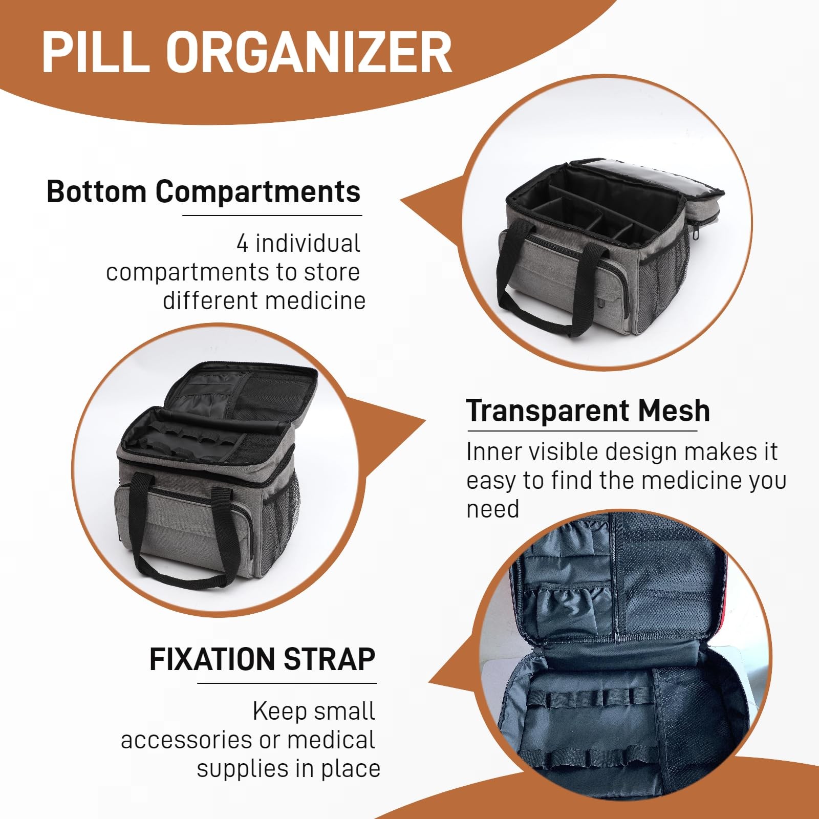 First Aid Bag Medicine Organizer Travel Bag, Large, Empty and Portable Travel…