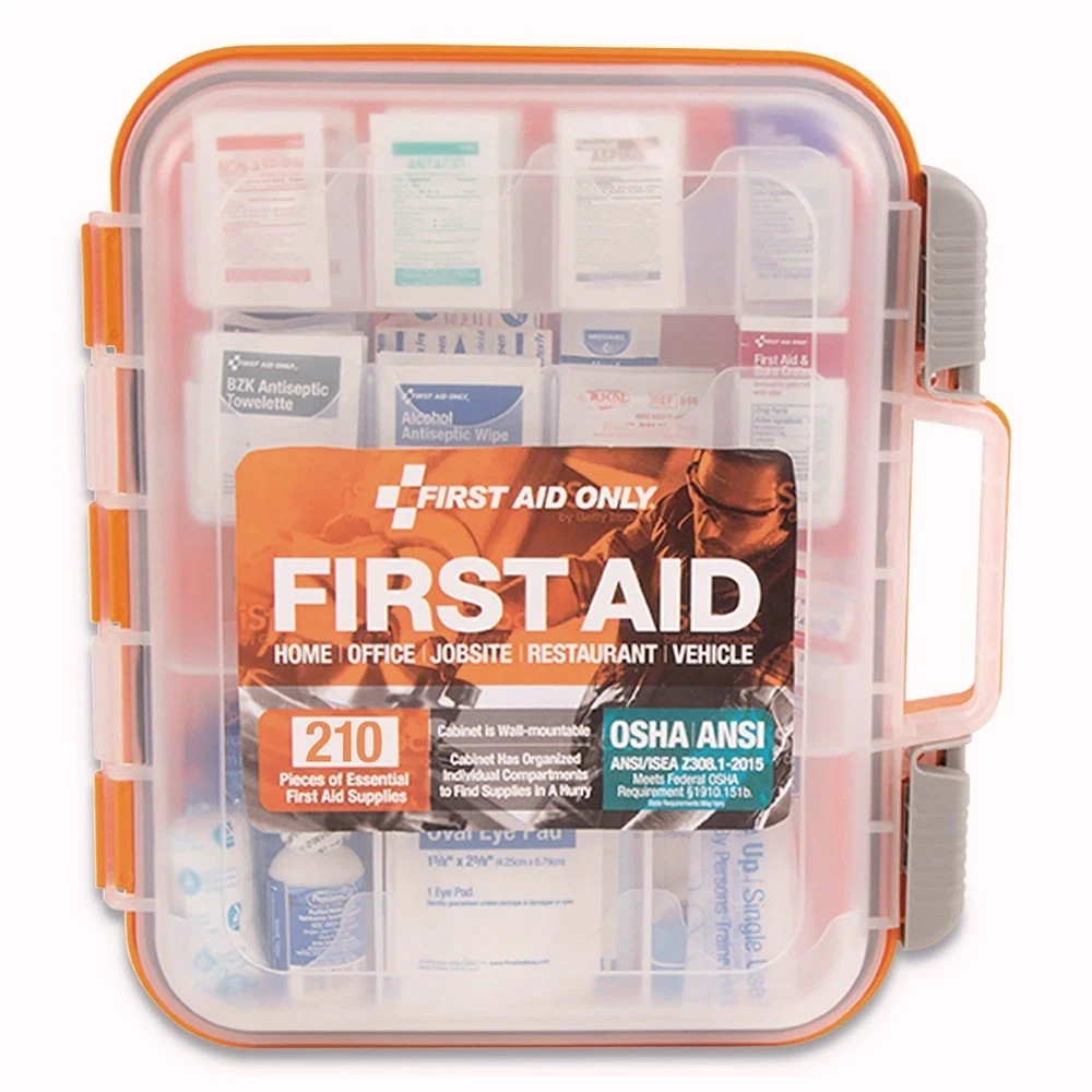 First Aid Only 91064 Plastic Case ANSI Class A Bulk First Aid Kit 210-Pcs/KT New