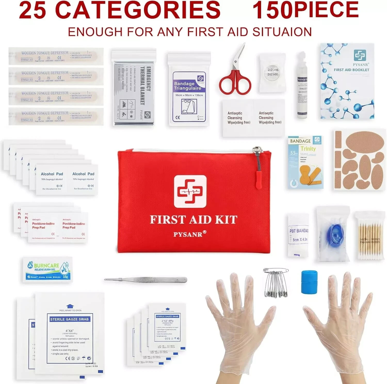 First Aid Kits – Bundle of Two – 150 Items Each – Compact Cloth Zipper Bag
