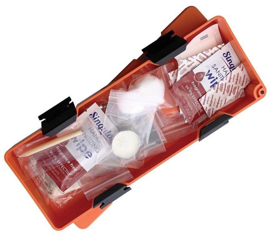 V NIVES Survive First Aid Kit Many Essential Items In O-Ring Sealed Orange Box
