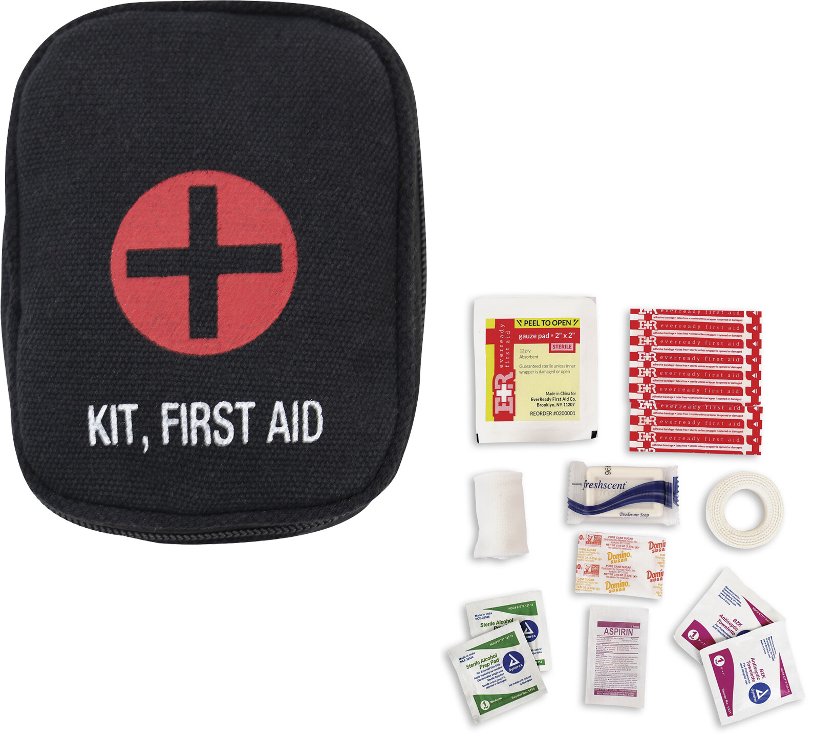 Mini Tactical First Aid Kit Canvas Travel Pouch with 15 Essential First Aid Kit