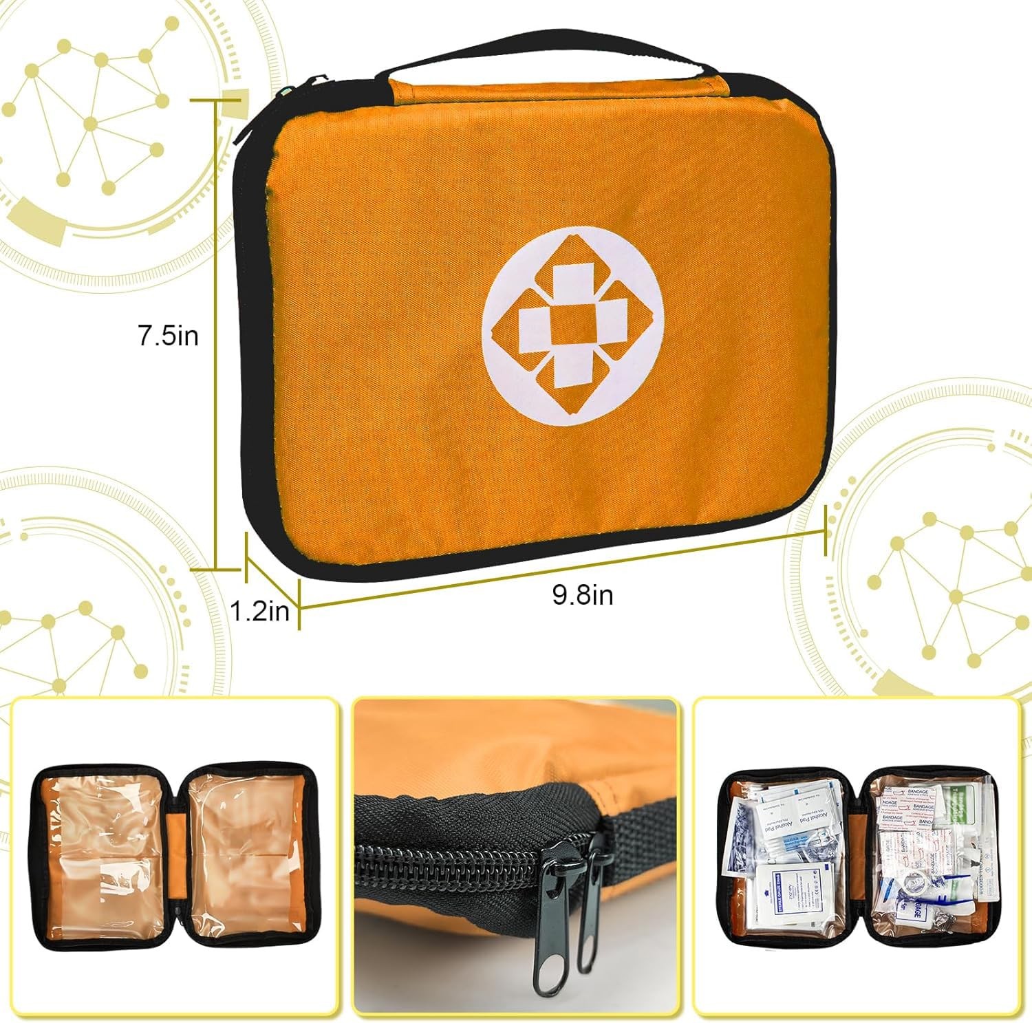 300Piece Portable First Aid Kit Refill Supplies for Car Mini Caming Orange