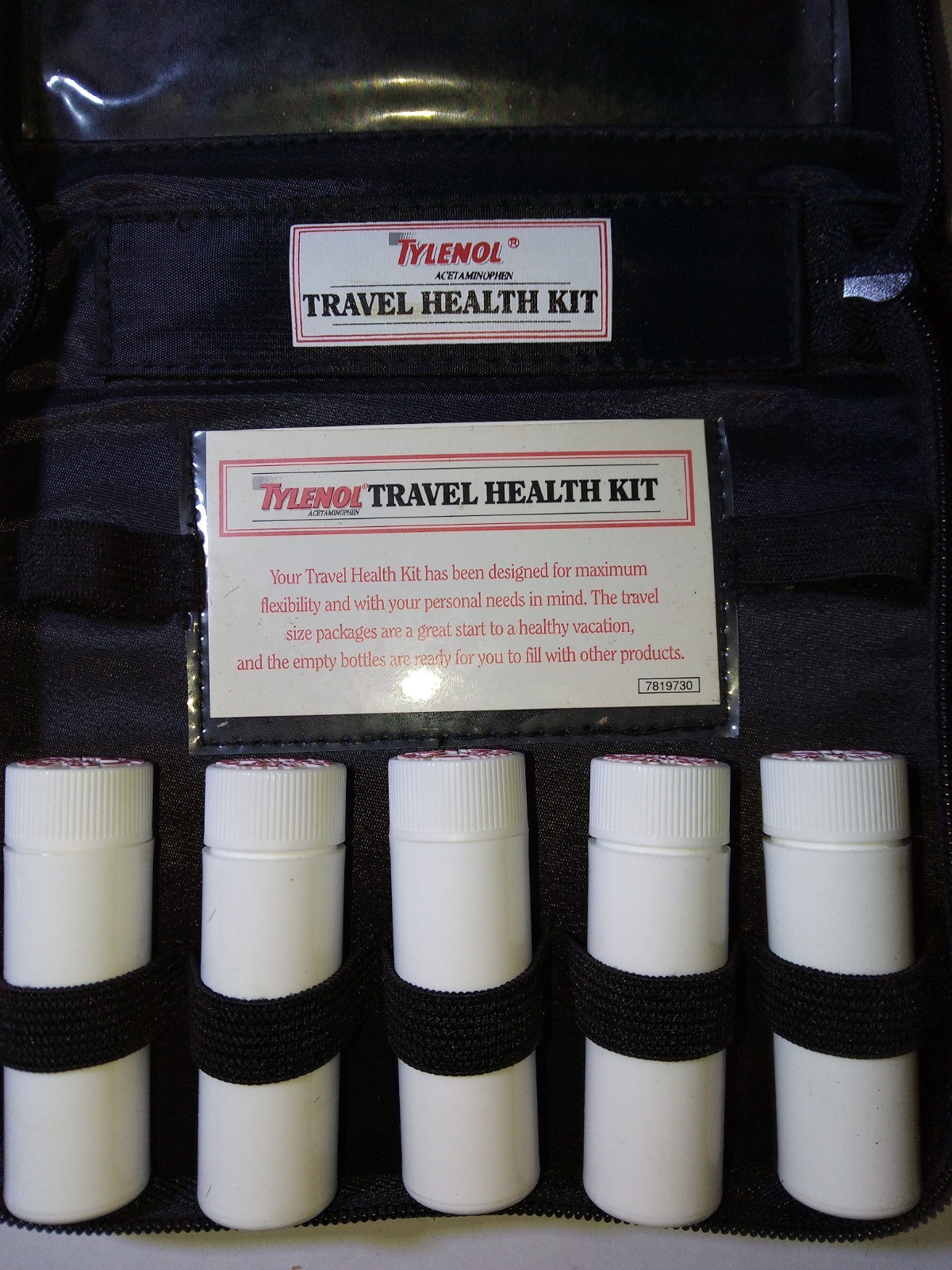 Tylenol Travel Health Kit With Storage Pouches And 5 Empty Bottles