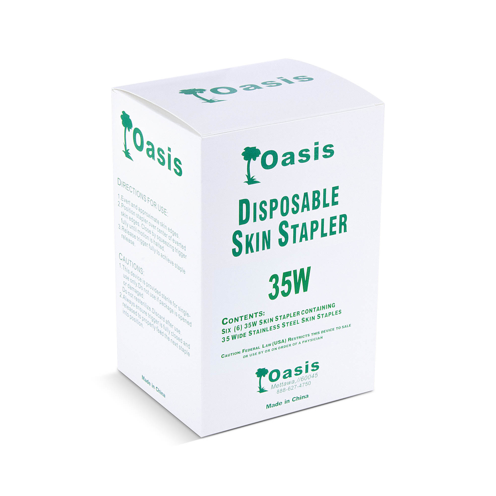 Skin Stapler, Sterile, Surgical 35 WIDE Preloaded Staples, Human/Vet Use, 6/Box