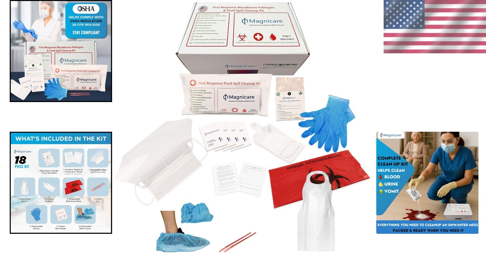 First Response Bloodborne Pathogen Pack – Complete Clean Up Kit for Workplaces