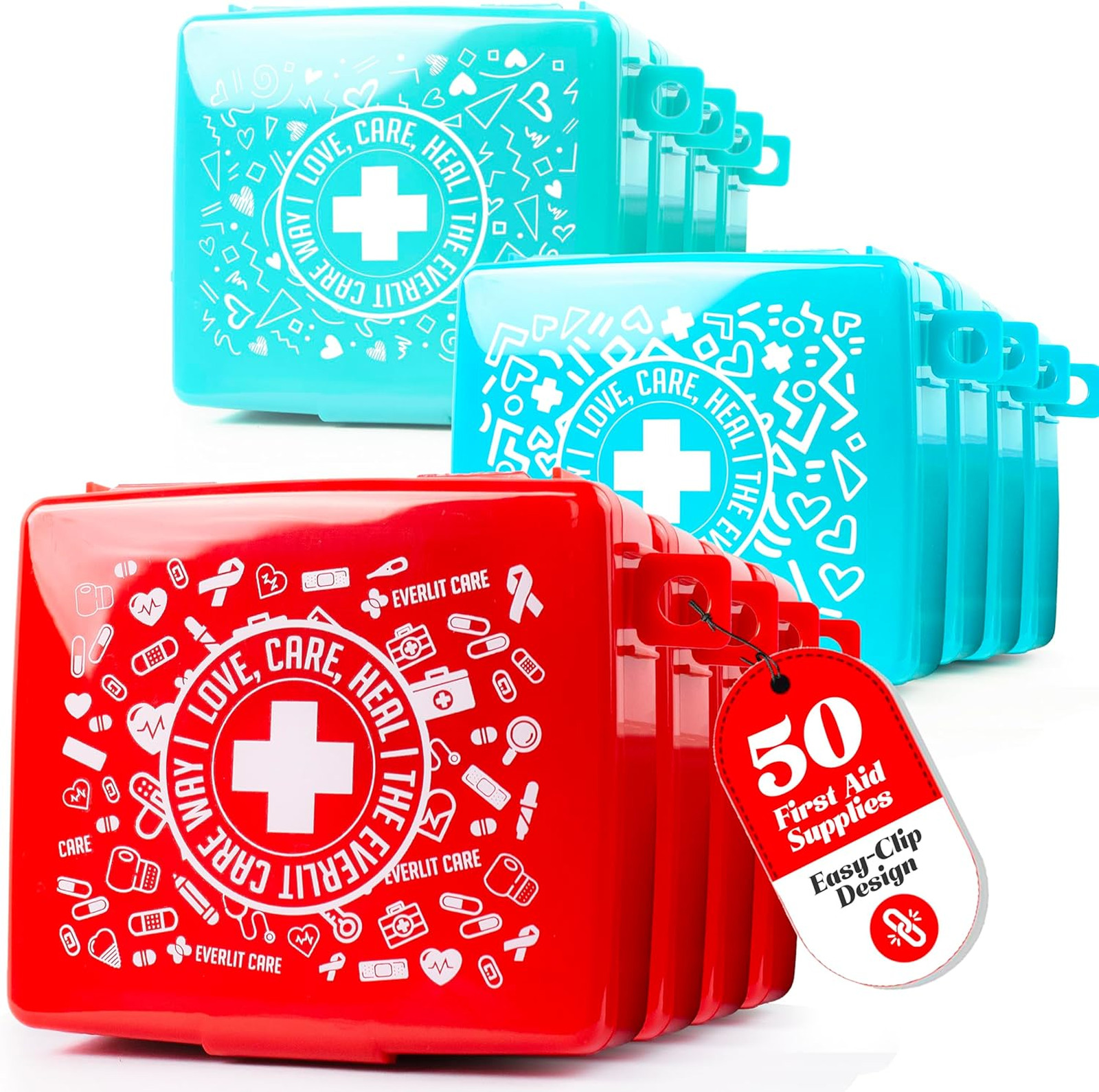 Pocket-Aid Mini First Aid Kit Compact Portable Hard-Shell Cases 50 Items Travel