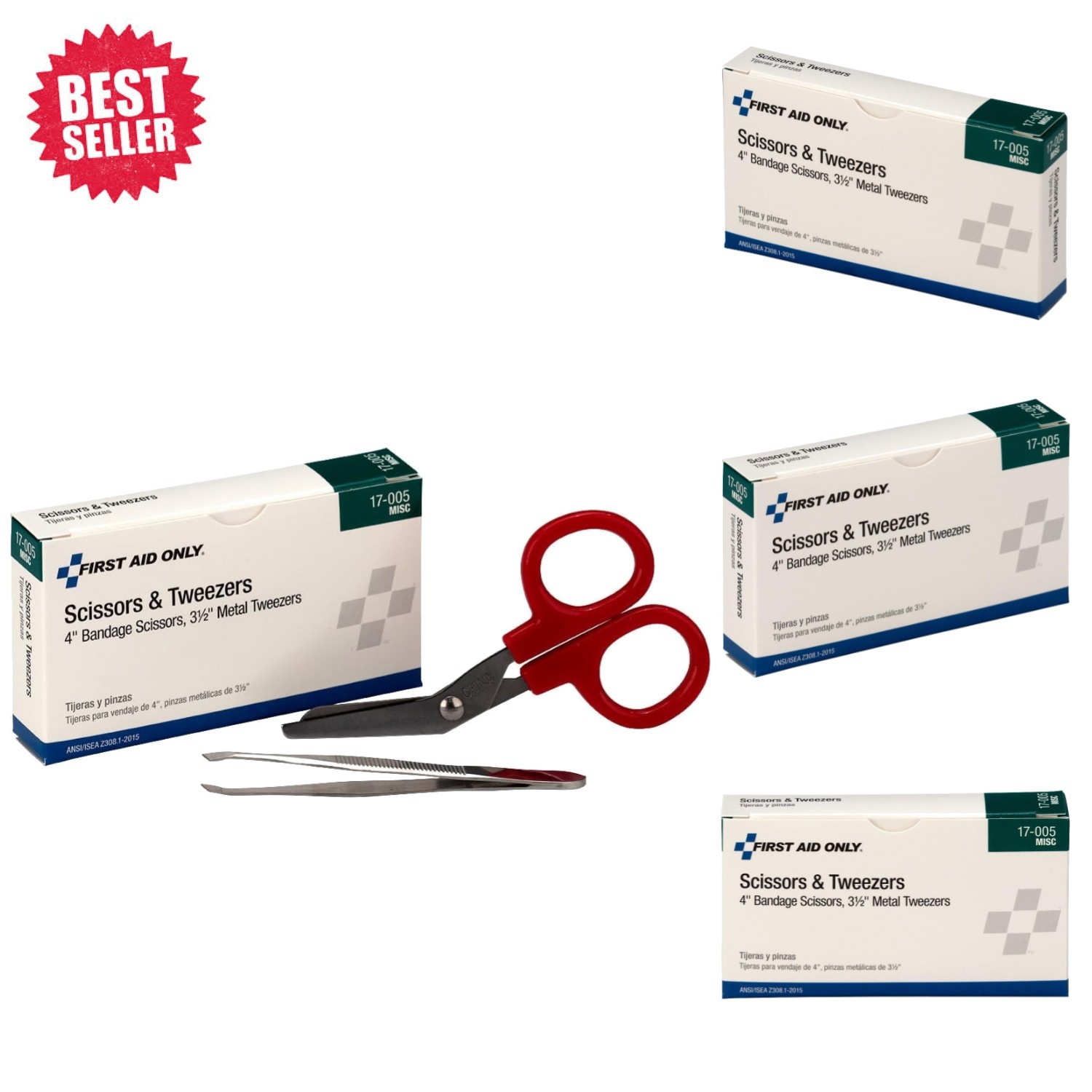 Versatile Emergency Scissors and Tweezers – Red Handle, Stainless Steel Edge