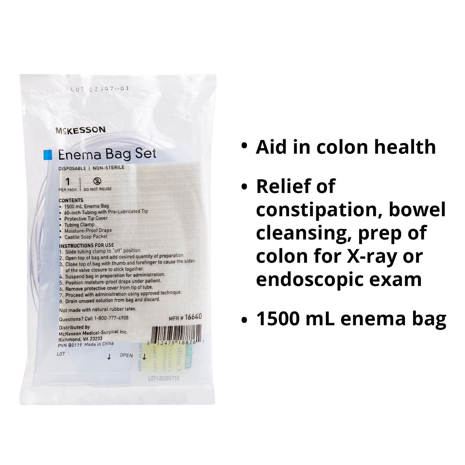 McKesson Enema Bag Set, Non-Sterile, Single Use, Disposable, 50 Count Navy