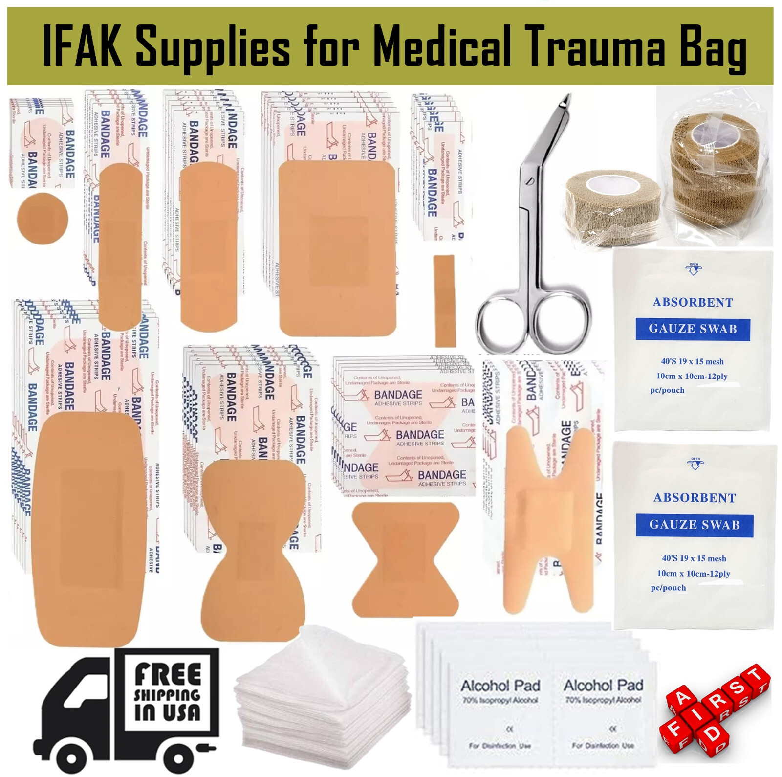 65 Pcs First Aid Kit for All Purpose Emergency Survival Home Car Medical Travel