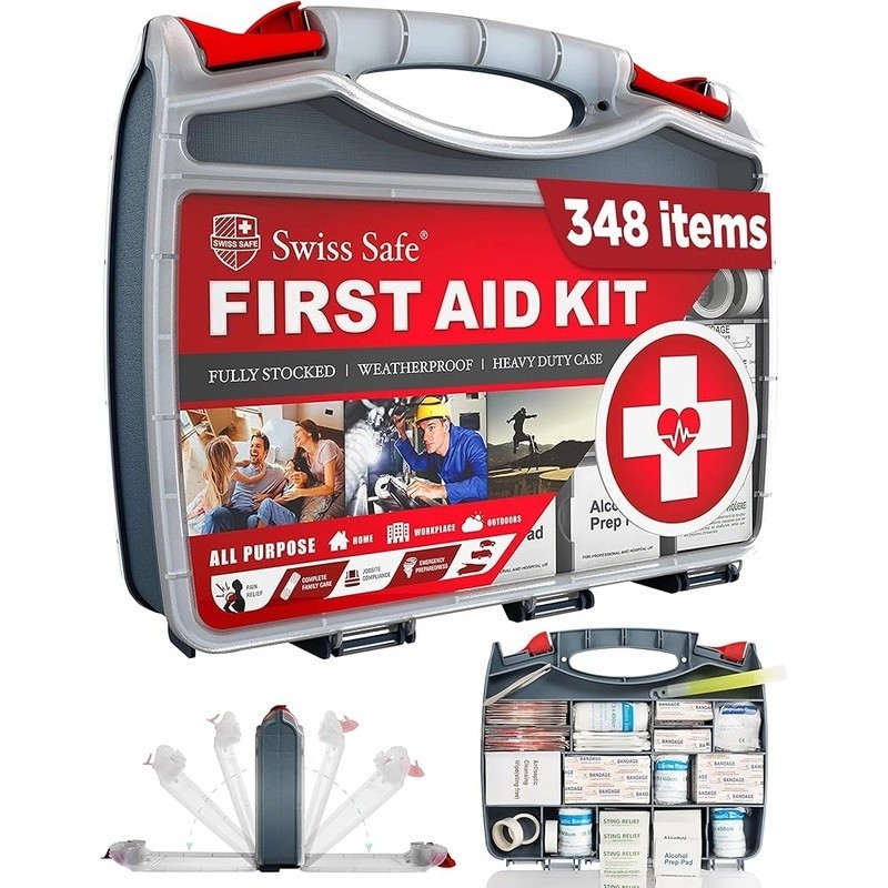 First Aid Kit 348 Pieces Durable Emergency Supplies Portable Compact Safety Gear