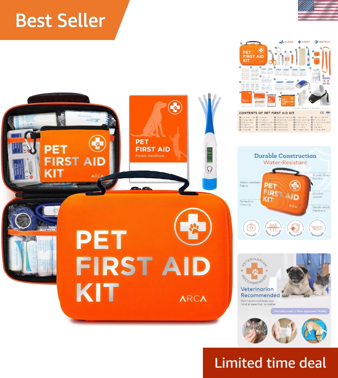 All-Weather Pet First Aid Kit with Thermometer & Muzzle – Perfect for Adventures