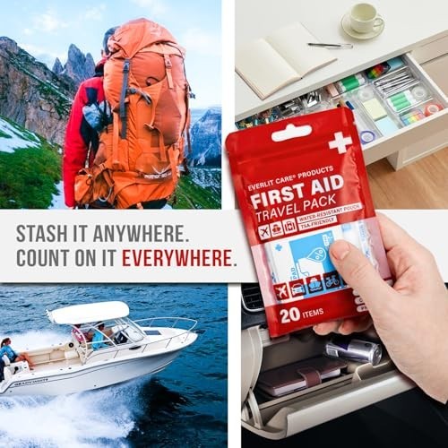 Portable Travel First Aid Kit | 12 Pack Mini Bandages & Essentials | Compact Wat