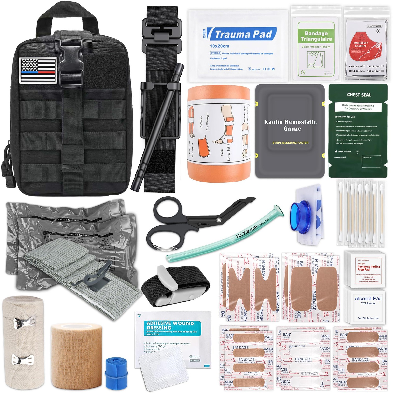 IFAK Trauma Kit with Tourniquet, 6-Inch Israeli Bandage, Splint, Tactical Fir…