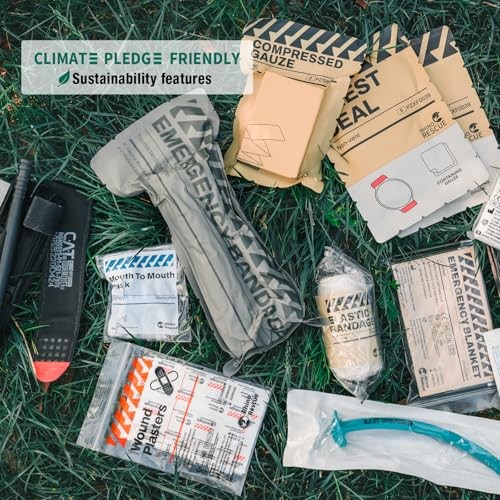 IFAK Trauma Kit with C-A-T Tourniquet, Tactical MOLLE Vertical Pack Black