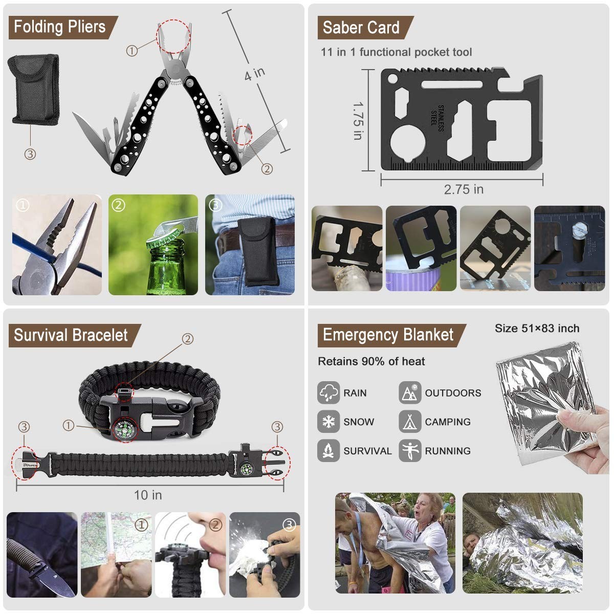 238Pcs Emergency Survival & First Aid Kit, Tactical Gear with Molle Pouch & Tent