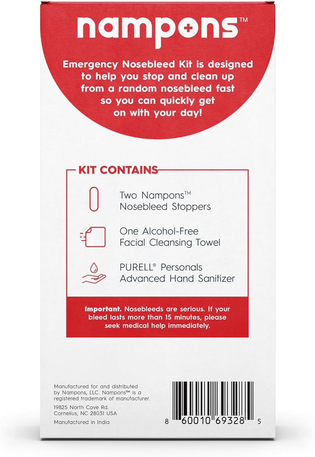 Emergency Nosebleed Kit with Advanced Clotting Technology by Nampons. Kit Includ