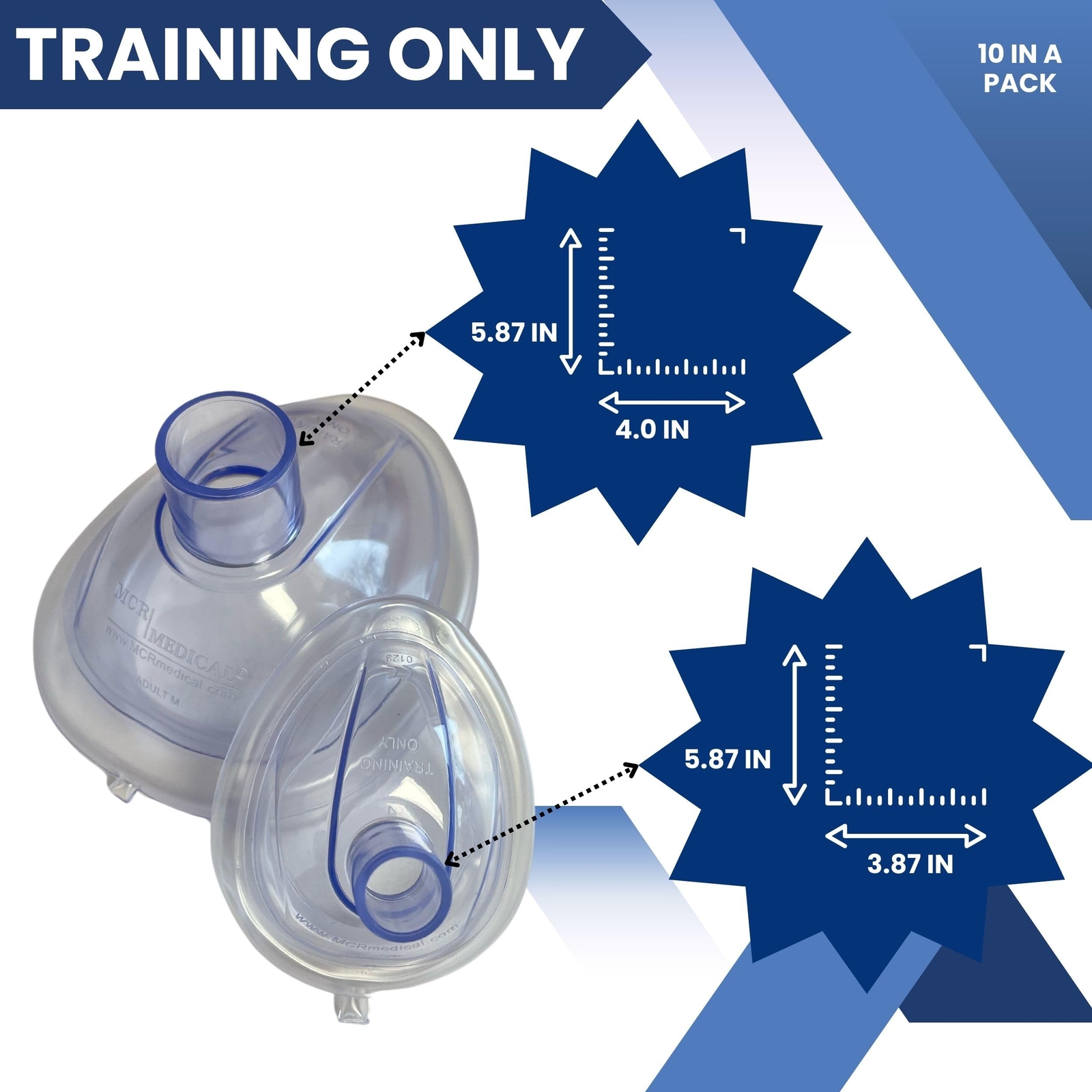 MCR Medical Combo Pack of CPR Training Masks, 5 Adult & 5 Infant with Valves