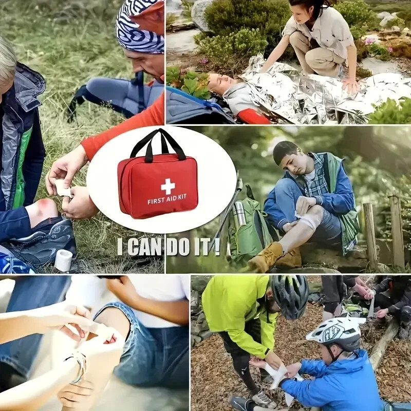 Complete First Aid Kit | Home, Car, Camping, Hiking | Portable & Durable | Red