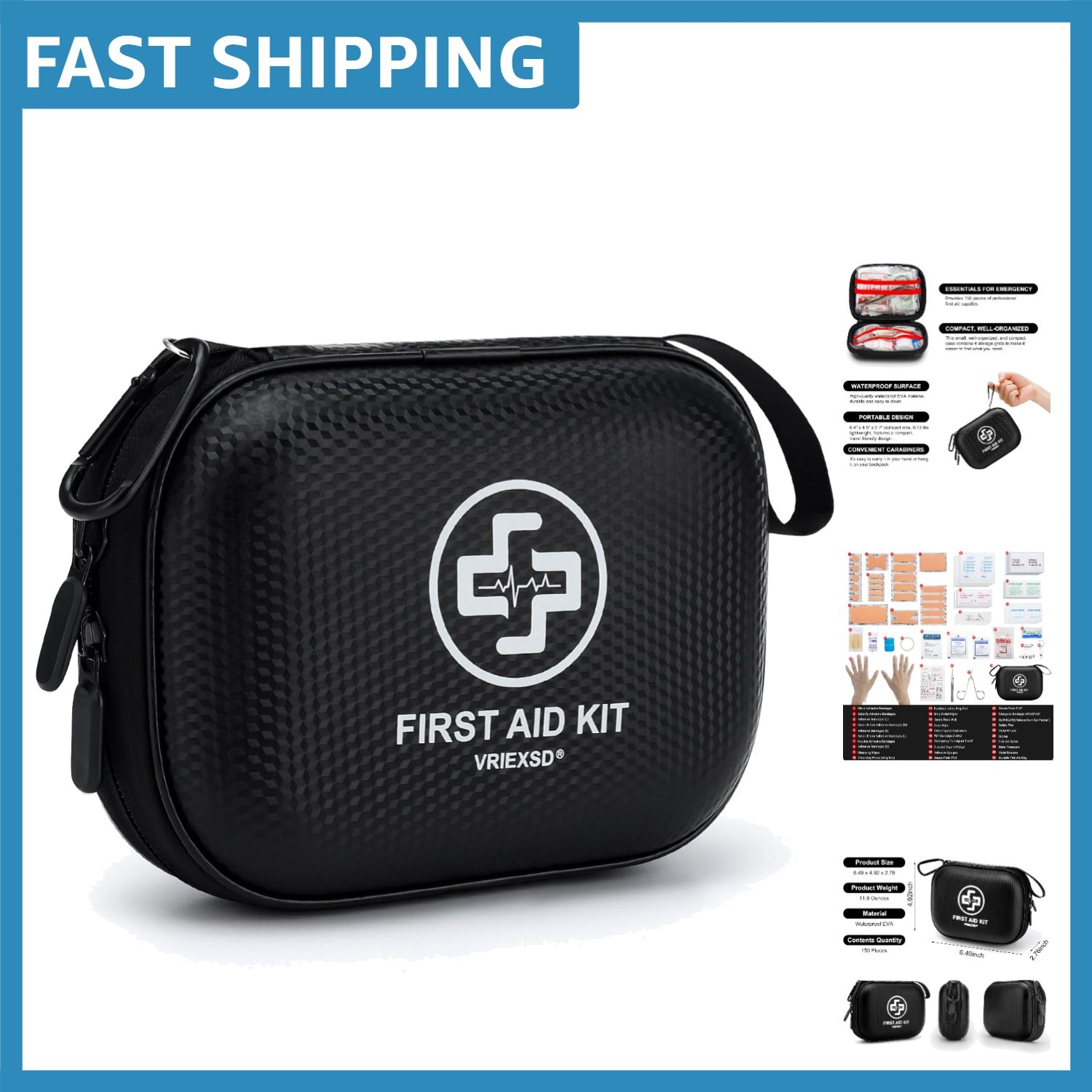 Essential 150-Piece Waterproof First Aid Kit for Home, Travel & Outdoor Use