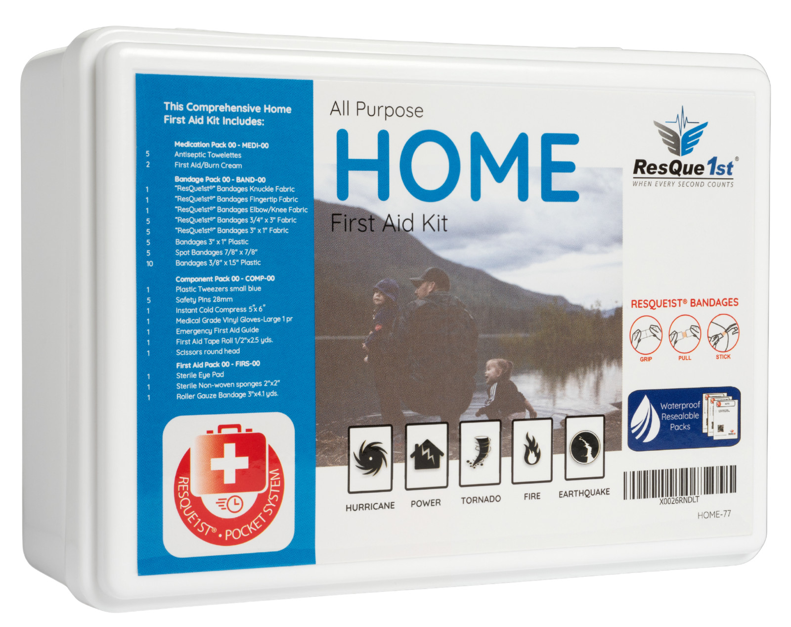 Home First Aid Kit 55-Piece – Household Emergency Supplies, Hard Case