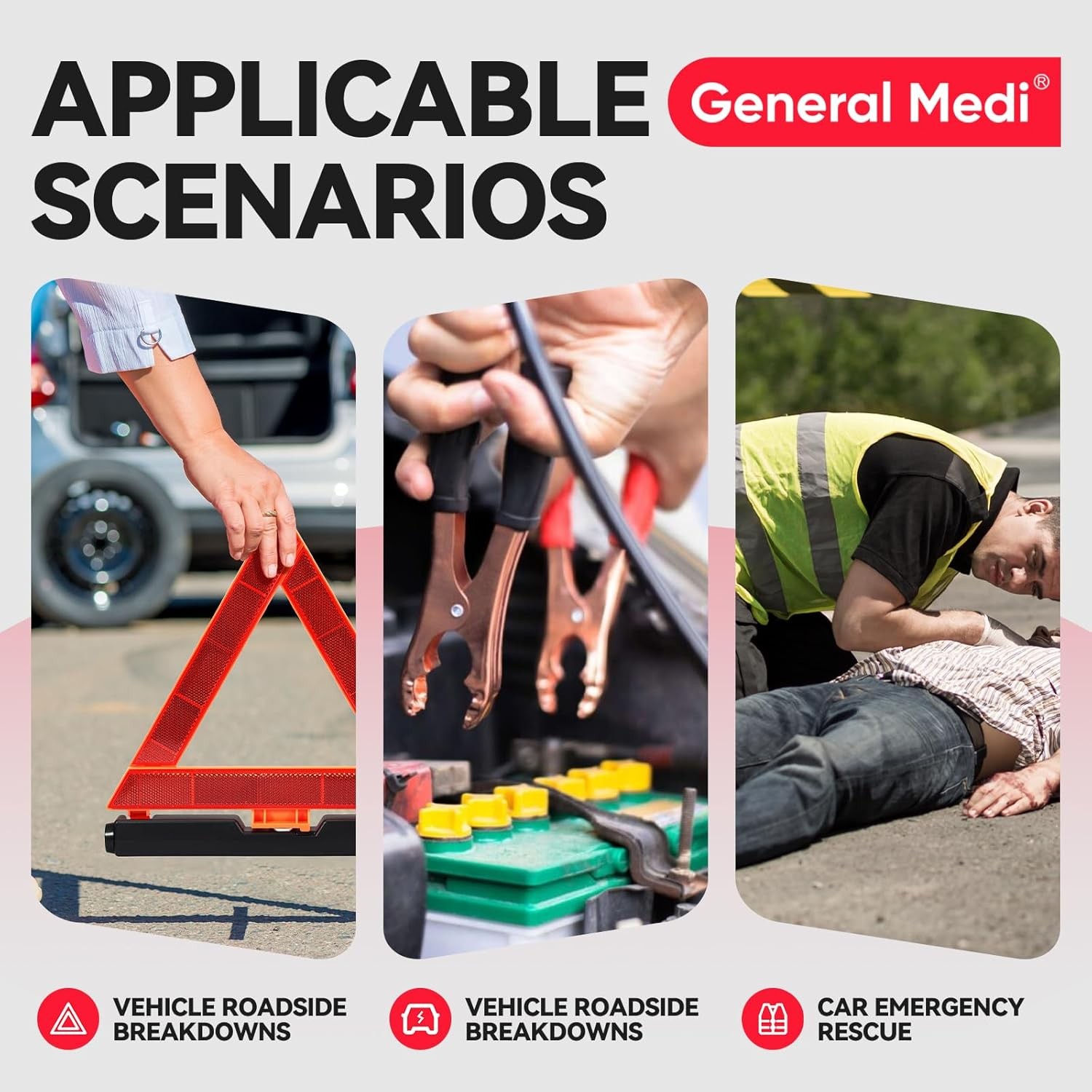 General Medi 127-Pieces Roadside Car Emergency Kit Include Mini First Aid Kit, J
