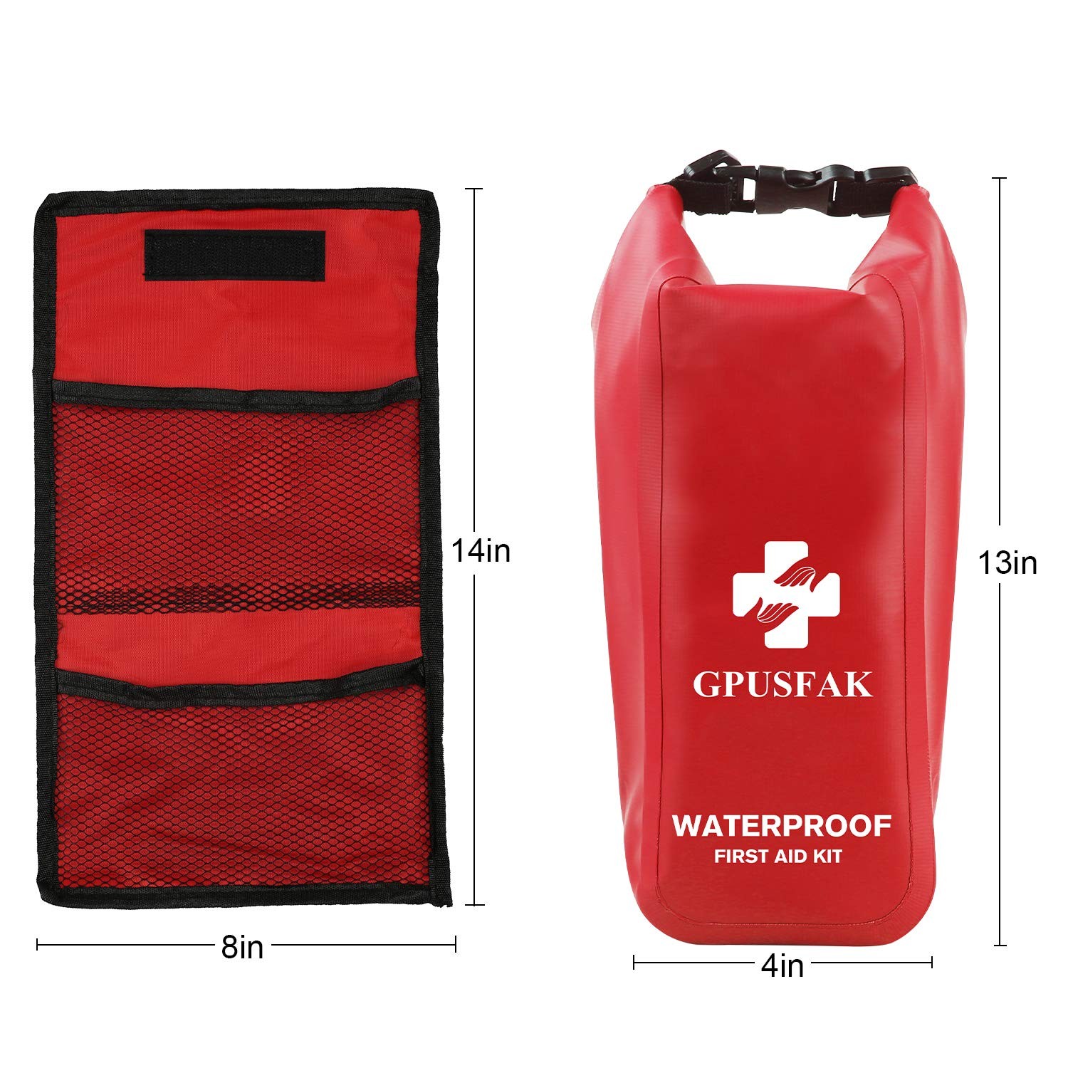 GPUSFAK 103 Pieces Boat Emergency Kit 2-in-1 Waterproof First Aid 103pcs, Red