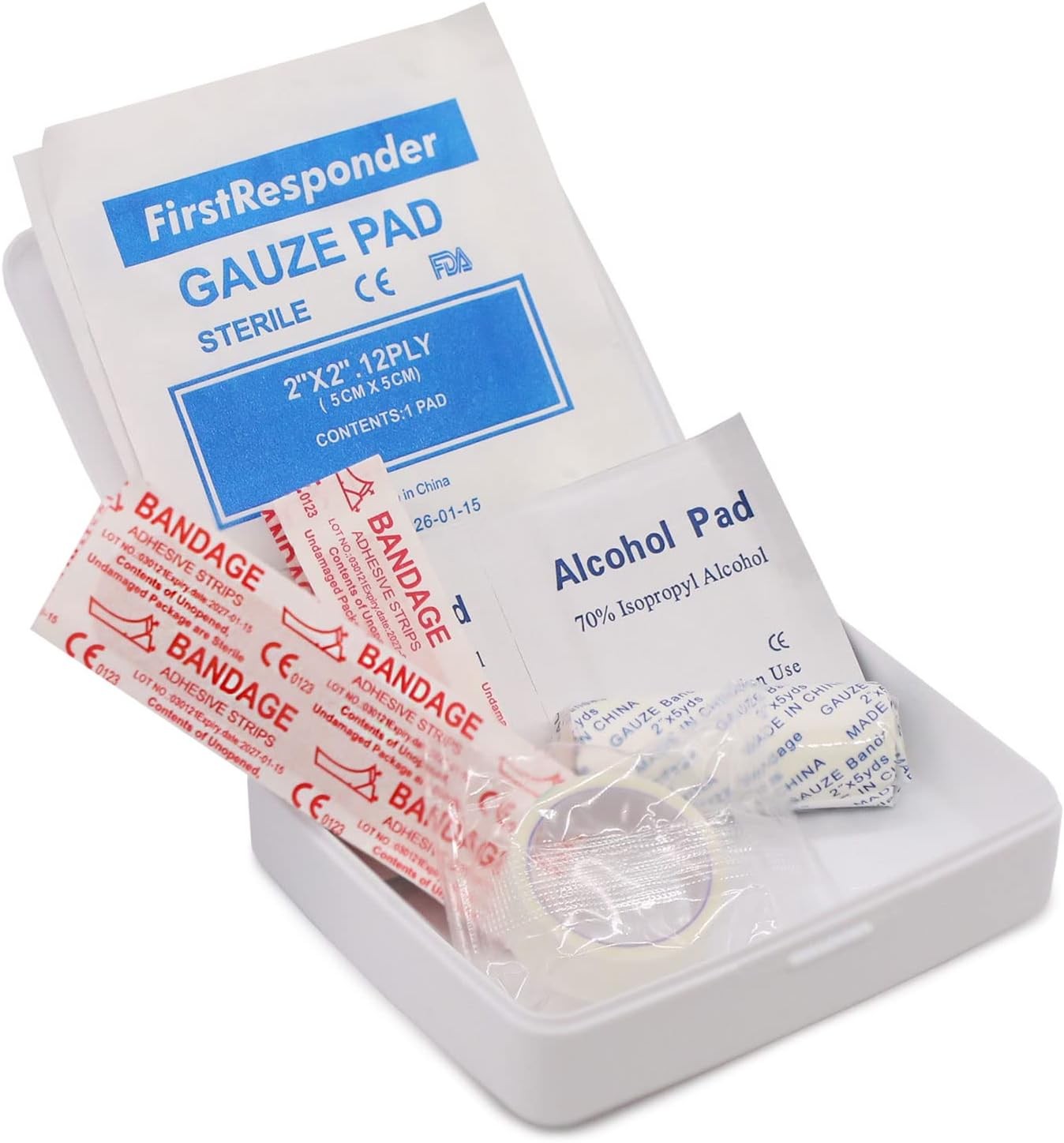 DMI First Aid Kit Mini 20 Piece Compact Portable Water Resistant Case White