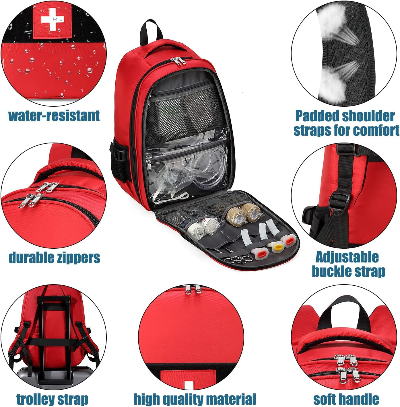 Large Red Waterproof First Aid Backpack Home Health Travel Outdoor camping aid