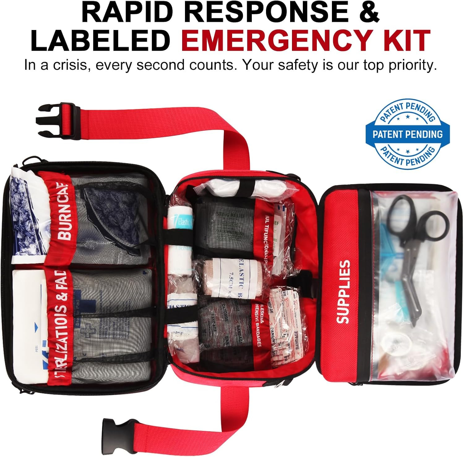 Premium 516 Piece First Aid Kit for Car, FSA Eligible HSA Store Waterproof Compa