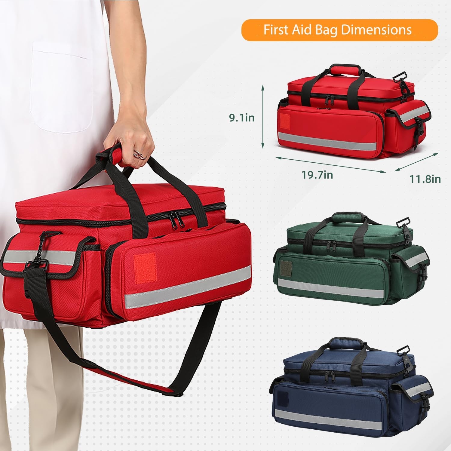 Professional First Aid Medical Bag – Emergency Organizer with Detachable Divider
