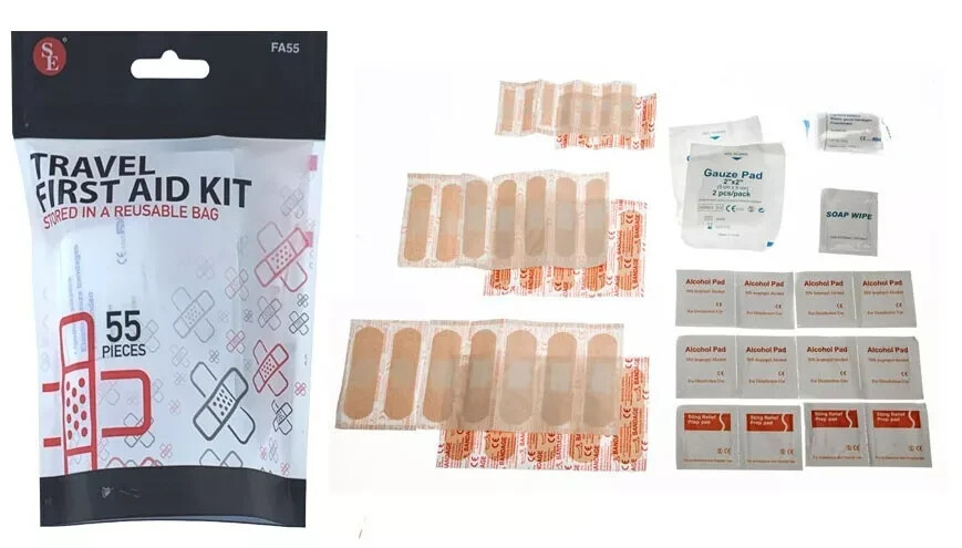 55Pc Travel First Aid Kit Reusable Bag Medical Emergency Survival Travel Camping