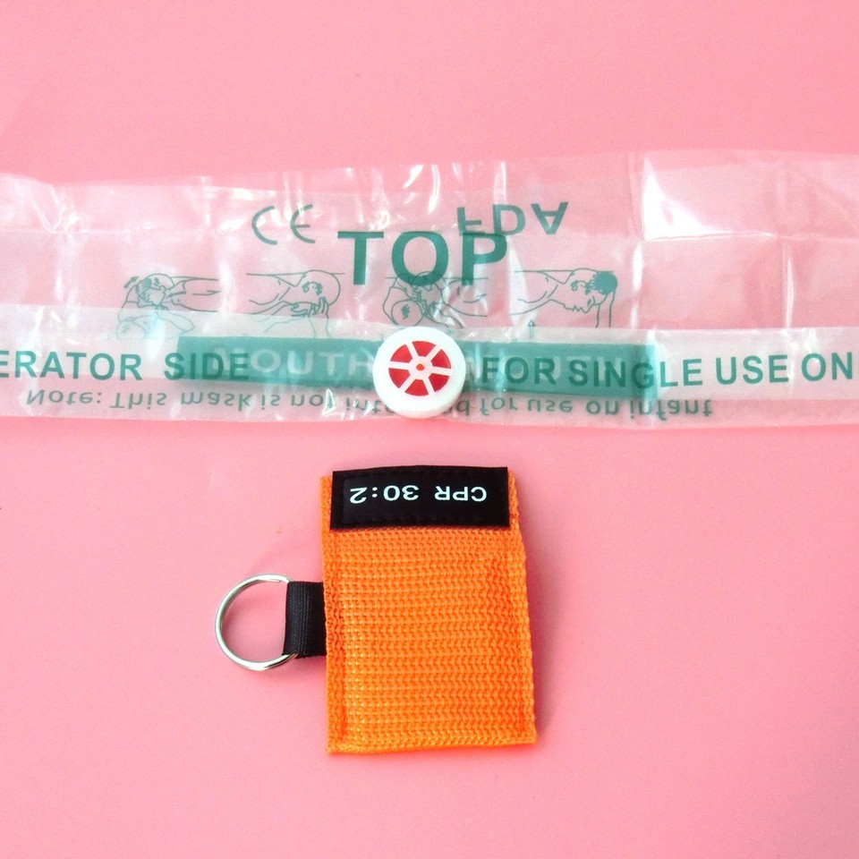 60PCS 8 COLORS CPR MASK ONE-WAY VALVE KEYCHAIN POUCH CPR 30:2 AED FIRST AID