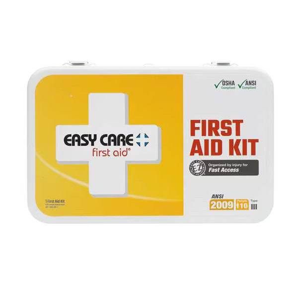 10-Person OSHA ANSI 2009 First Aid Kit with Eyewash, Metal Mounting 104 Piece