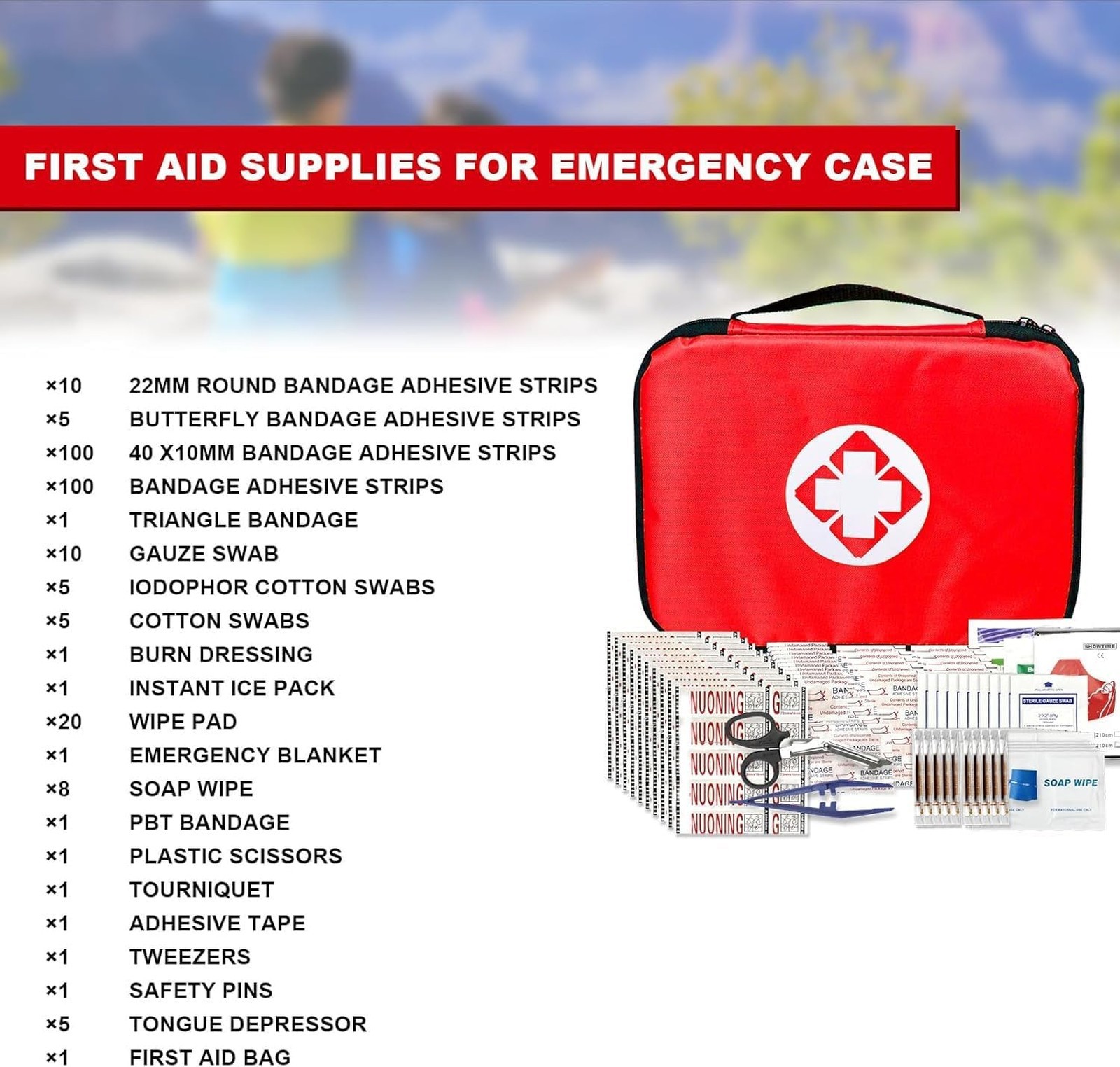 Travel First Aid Kit Car Home 300PCS Survival Set Portable Emergency Red Outdoor