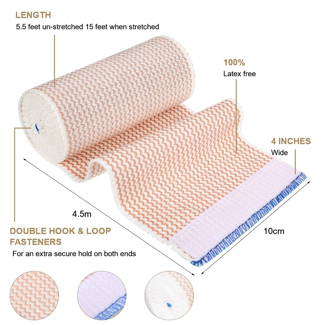 6 Pack Premium Elastic Bandage Wrap 4 Inch Compression Blue