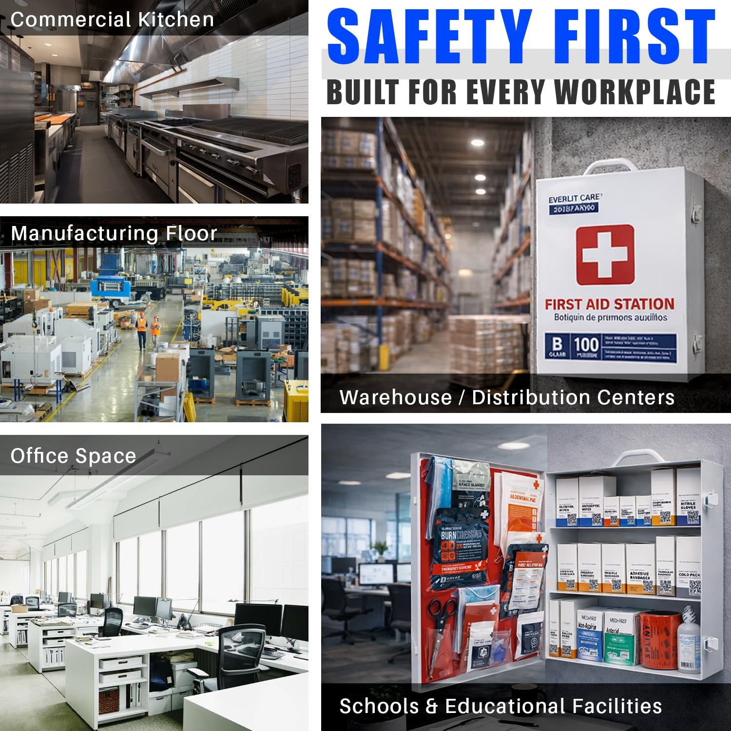3-Shelf OSHA-Compliant First Aid Kit, ANSI Class B+ 100 Person Emergency Firs…