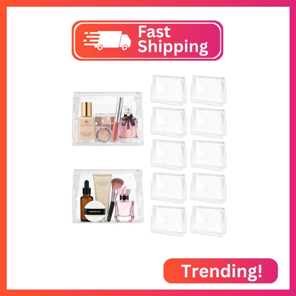 Ohuimrt 12 PCS Mini Clear Makeup Bags Bulk, 7.9" x 5.9"x 2" Small Clear Plastic