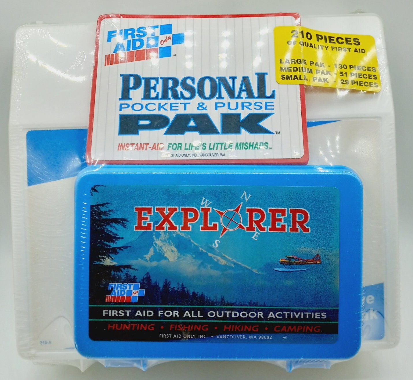 NOS New First Aid Only First Aid Kit 210 pcs 3 Containers Small Med Large