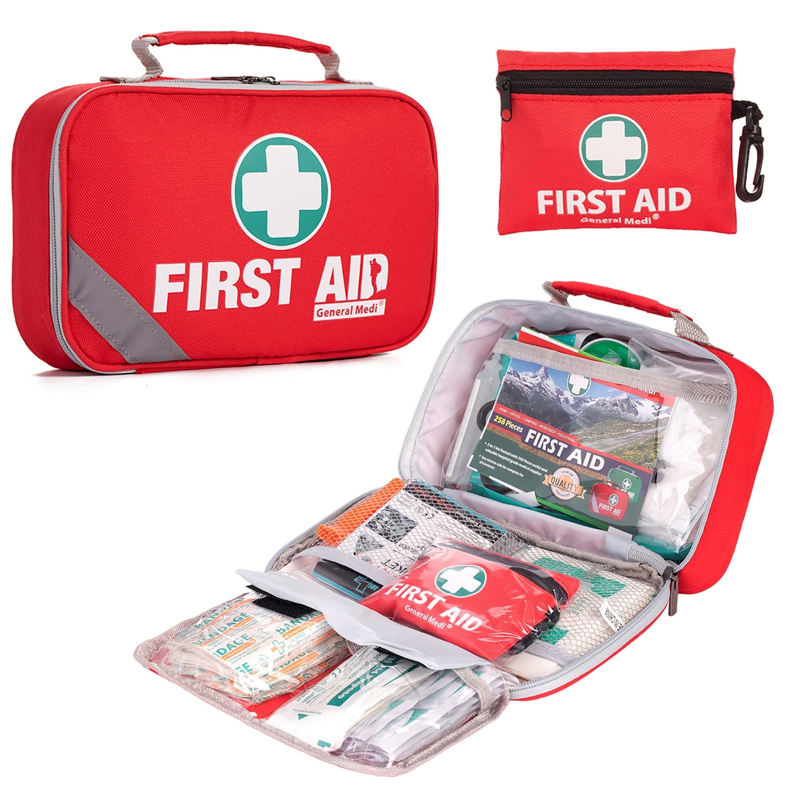 2-in-1 First Aid Kit (215 Piece Set) + 43 Piece Mini First Aid Kit -Includes …