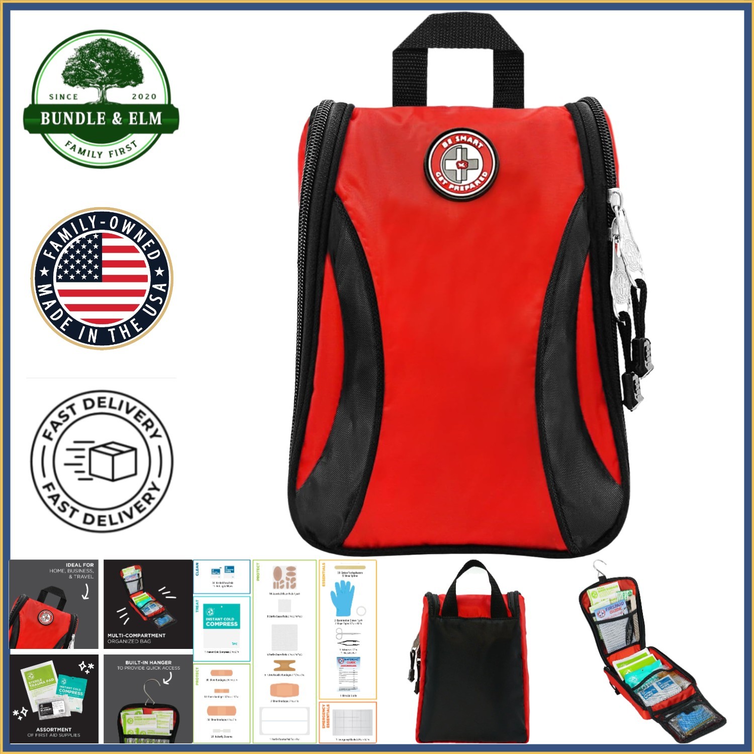 Portable 330 Piece First Aid Set for Families, Camping, and Emergency Use