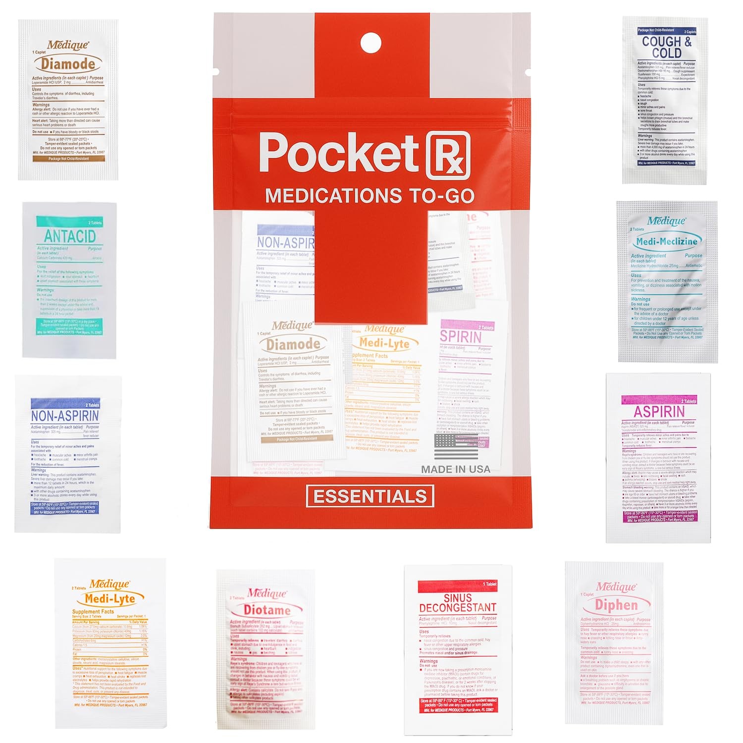 Pocket RX Mini Travel Medicine Kit – TSA-Approved First Aid Essentials, Red