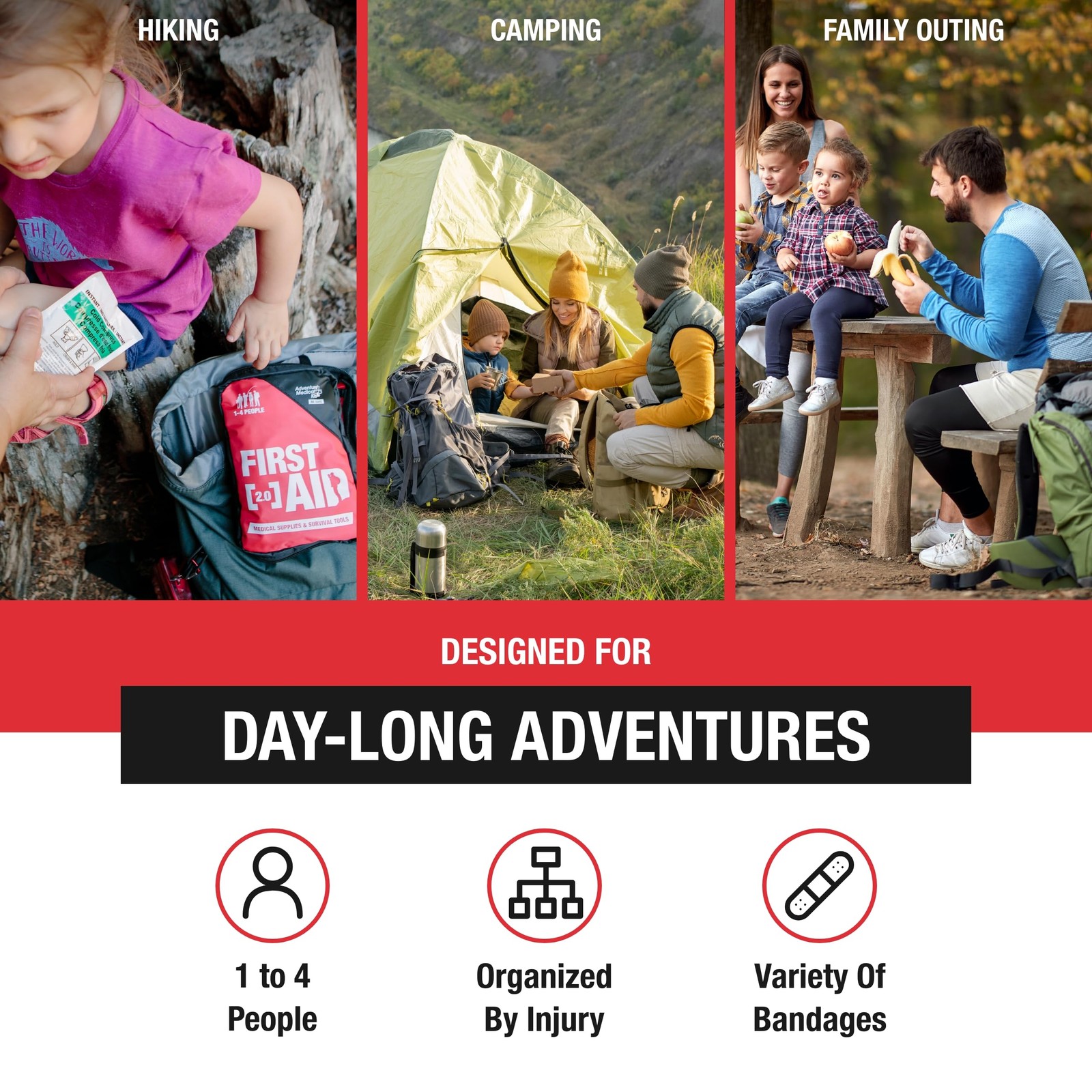 Adventure Medical Kits First Aid Kit 2.0 Kit, Red