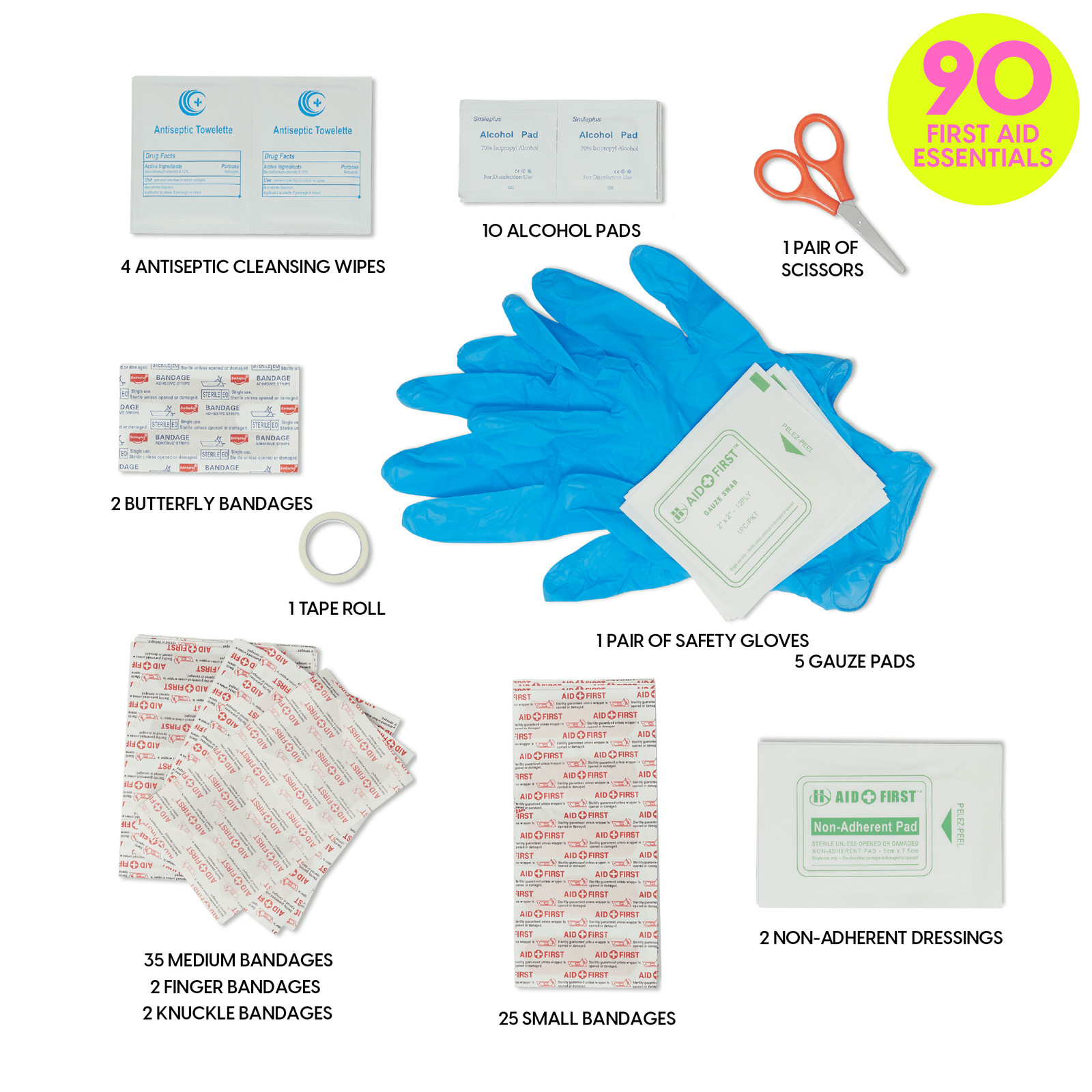 BLINGSTING Car First Aid Kit – 90 Pieces Included,Pink,1 Count, 5 in x 5 in 2 in
