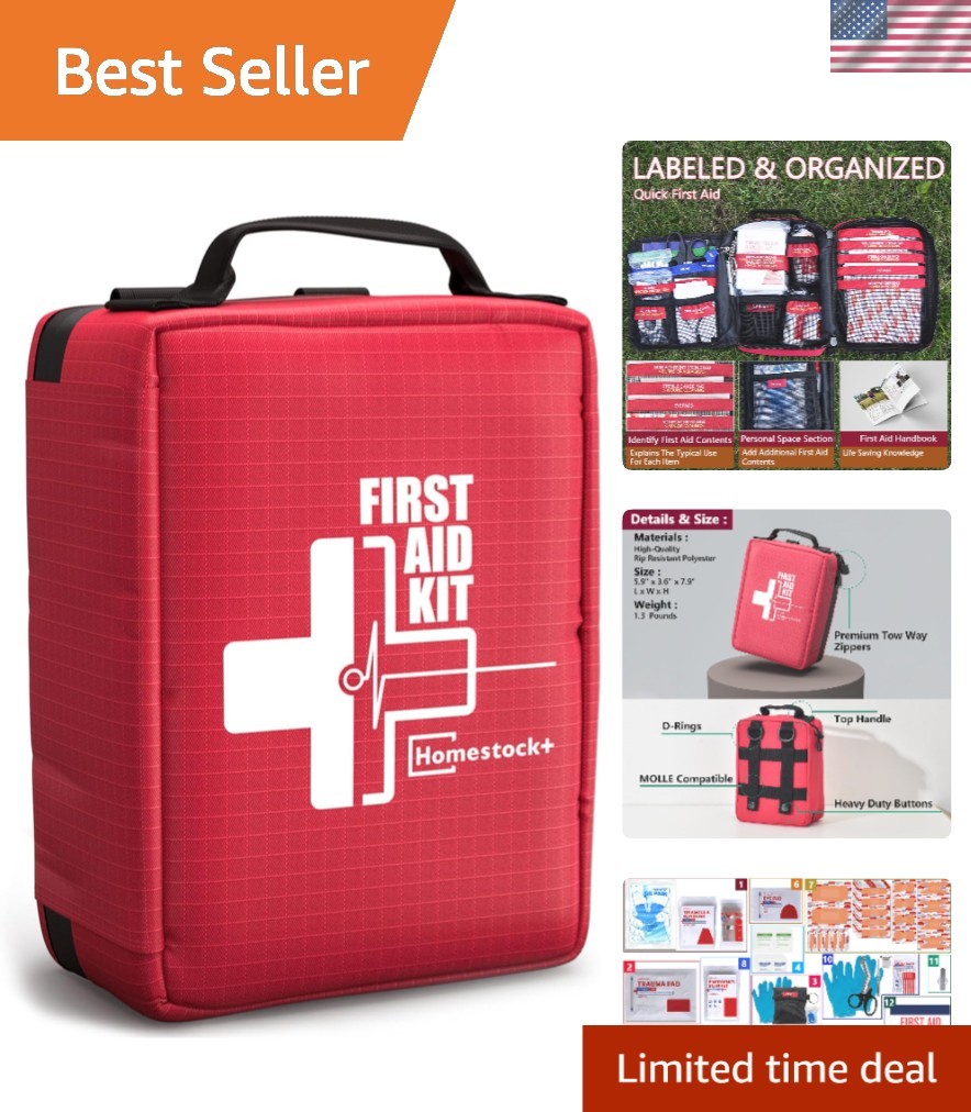 First Aid Kit, Professional Trauma First Aid Kit with Labelled Compartments M…