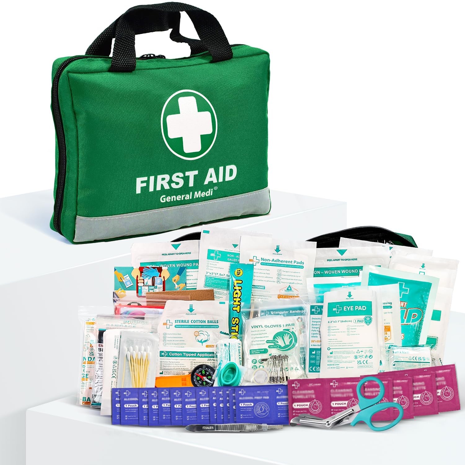 General Medi 210 Piece First Aid Kit- Emergency Kit – 210 Set, Green