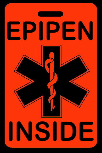 EPIPEN INSIDE Hi-Viz Orange Bag Tag – FREE Personalization – New