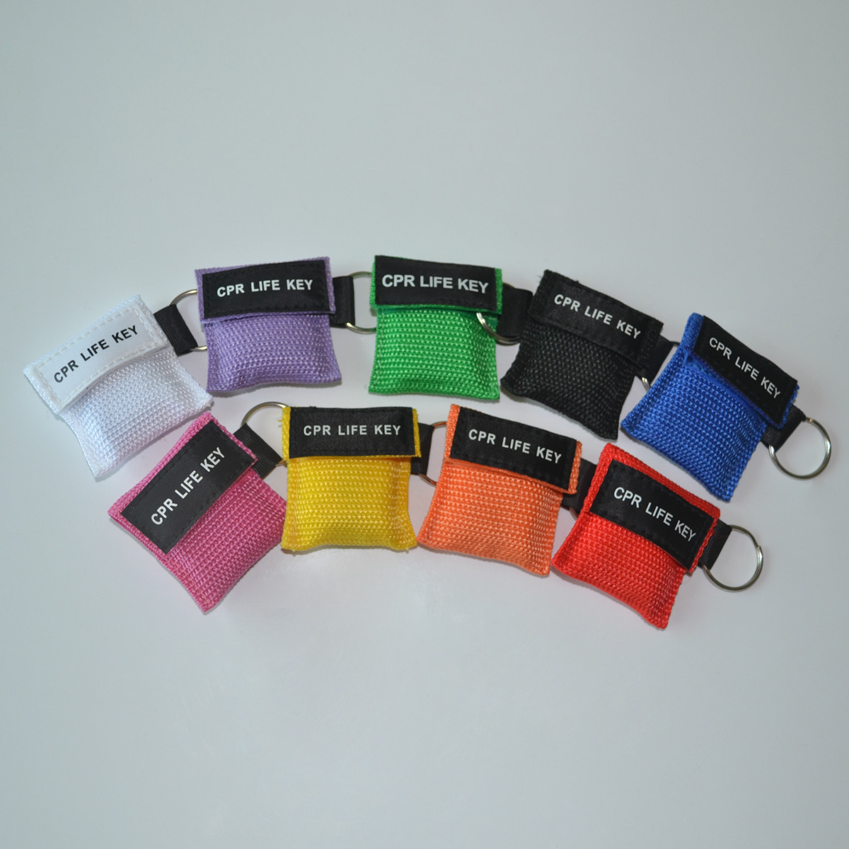 9 colors CRP Face Shield Nylon Keychain Pouch Printed cpr Bag Valve shield