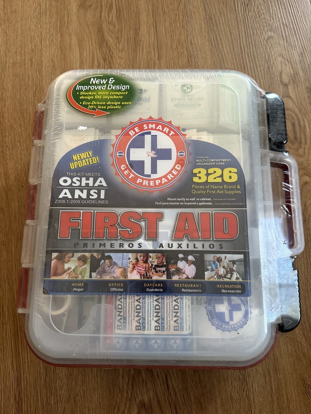 First Aid Kit Hard Red Case 326 Pieces Exceeds OSHA and ANSI Guidelines 100